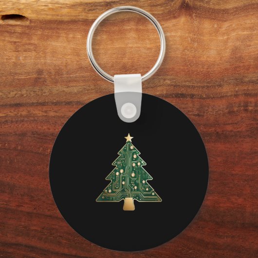 Circuit Board Computer Tech Christmas Tree  キーホルダー (正面)