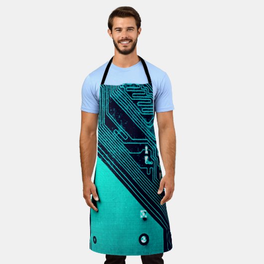 Circuit board. Electronic computer hardware techno エプロン (着用した状態)