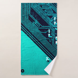 Circuit board. Electronic computer hardware techno バスタオル