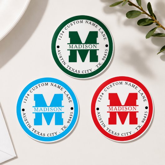 Circular address labels,monogram address labels ラウンドシール