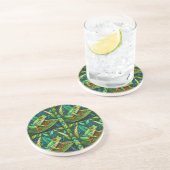 Circular coaster set with vibrant red-eyed tree  コースター (側面)