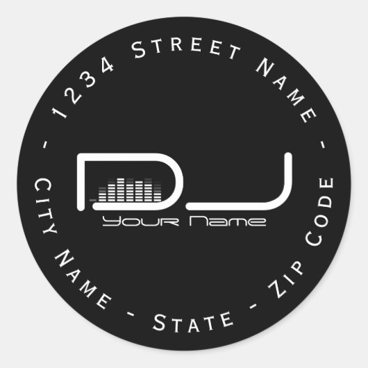 Circular DJ Equalizer差出人住所ラベル ラウンドシール (正面)
