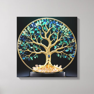 Circular Gemstone Tree of Life キャンバスプリント