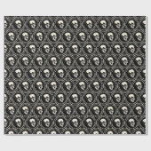 Circular Halloween Laughing Skull Pattern Black ラッピングペーパー (フラット)