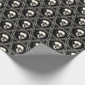 Circular Halloween Laughing Skull Pattern Black ラッピングペーパー (角)