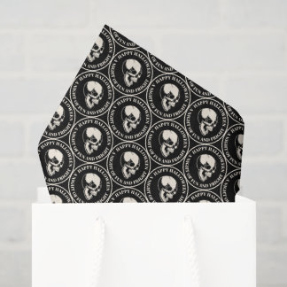 Circular Halloween Laughing Skull Pattern Black 薄葉紙