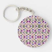 Circular keychain with a floral pattern キーホルダー (正面)