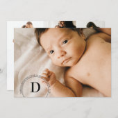 Circular Monogram Photo Birth Announcement Card 招待状 (正面/裏面)