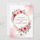 Circular Rose Frame Watercolor Wedding Invitation 招待状 (裏面)