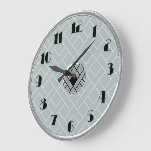 Circular Silver/Grey Art Deco Clock (LGE) ラージ壁時計 (傾斜)