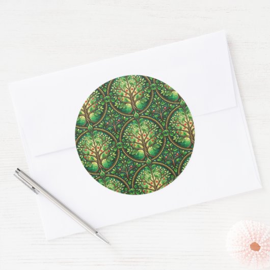 Circular sticker design featuring a repeating  ラウンドシール (封筒)