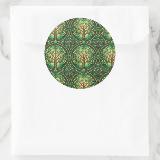 Circular sticker design featuring a repeating  ラウンドシール (バッグ)