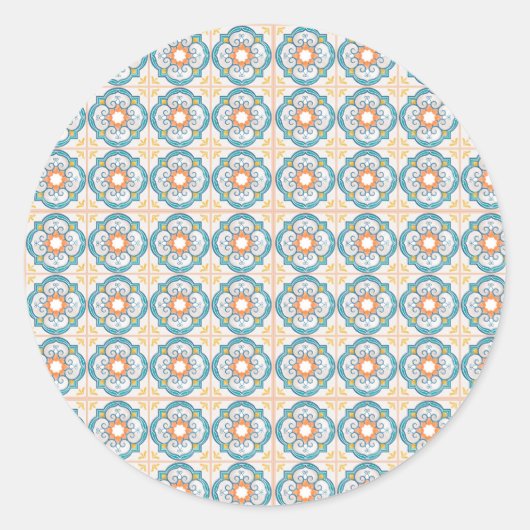 Circular tile design featuring intricate floral  ラウンドシール (正面)