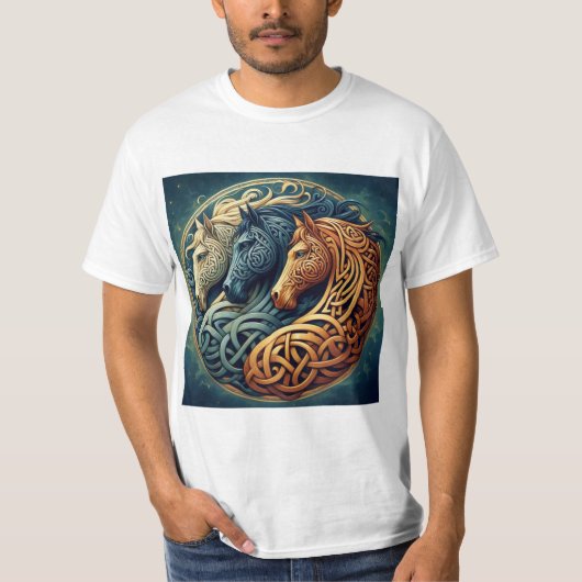  Círculo Celta: Simetría de Tres Caballos Tシャツ (正面)