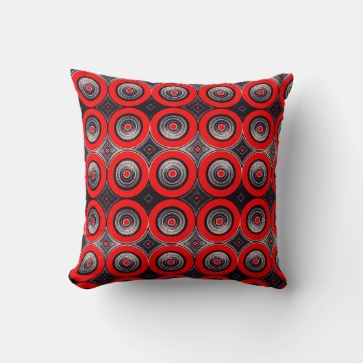 Circulos  Rojos y Negros - Throw Pillow クッション (正面)