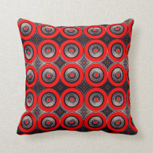 Circulos  Rojos y Negros - Throw Pillow