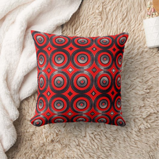 Circulos Rojos y Negros - Throw Pillow クッション (ブランケット)