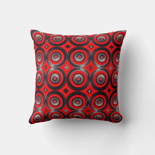 Circulos  Rojos y Negros - Throw Pillow クッション (裏面)