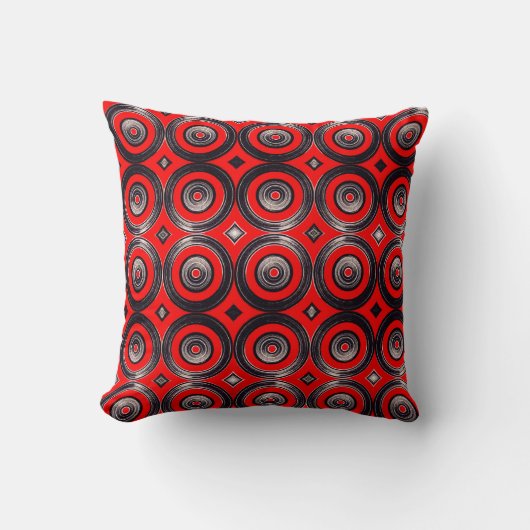 Circulos  Rojos y Negros - Throw Pillow クッション (正面)