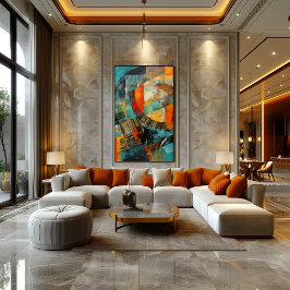 Círculos y Texturas: Collage Abstracto de Colores  フォトプリント