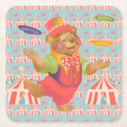 Circus Bear Coaster スクエアペーパーコースター (正面)