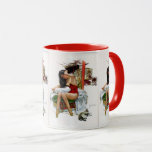 Circus Beauty Vintage Art Pin-Up Girl マグカップ<br><div class="desc">Vintage pin up illustration of a beautiful brunette circus performer She sits fixing her hair with a kitten sleeping at her feet. A tent, caravan and horse in the background complete this picture. She was the December image for a mid-century gentlemen's calendar. Check out my store for great matching products!...</div>