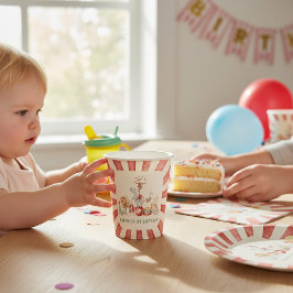Circus Birthday Elephant Lion Juggler Watercolor  紙コップ