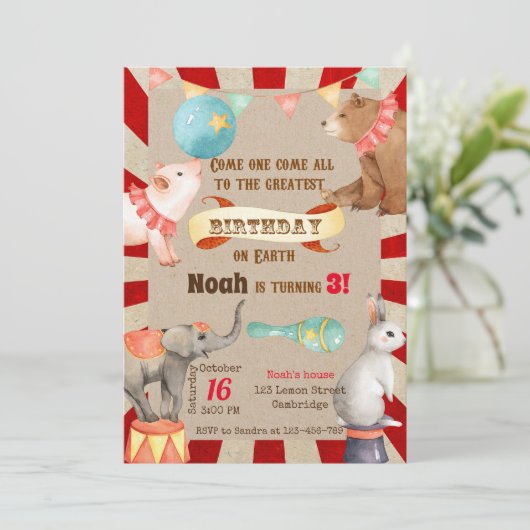 Circus Birthday Invitation, Circus Invitation 招待状 (スタンド正面)