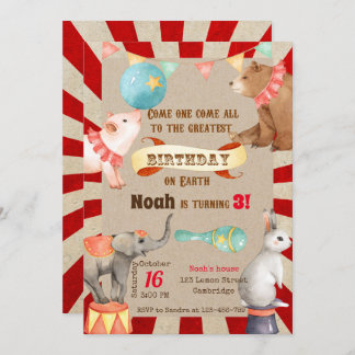 Circus Birthday Invitation, Circus Invitation 招待状