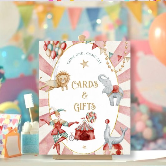 Circus Carnival Baby Shower Cards and Gifts Sign ポスター