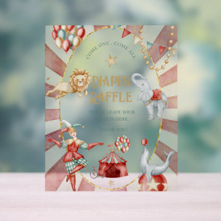 Circus Carnival Baby Shower Diaper Raffle アクリルサイン