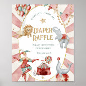 Circus Carnival Baby Shower Diaper Raffle Sign ポスター (正面)