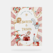 Circus Carnival Baby Shower Sweets and Treats  アクリルサイン (正面)