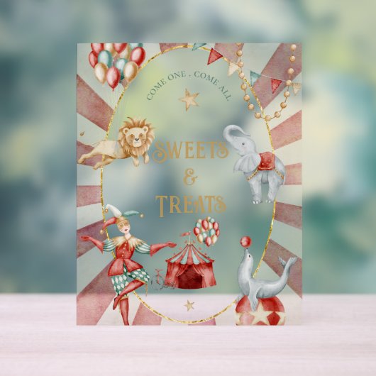 Circus Carnival Baby Shower Sweets and Treats  アクリルサイン (ニュートラル)