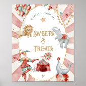 Circus Carnival Baby Shower Sweets and Treats Sign ポスター (正面)