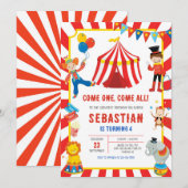 Circus Carnival Birthday Invitation 招待状 (正面/裏面)