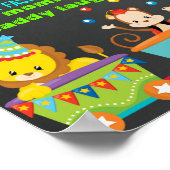 Circus Carnival First Birthday chalkboard ポスター (角)