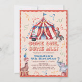 Circus Carnival Tent Animals Kid's Birthday 招待状 (正面)