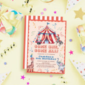 Circus Carnival Tent Animals Kid's Birthday 招待状