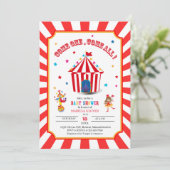 Circus Carnival Watercolor Baby Shower 招待状 (スタンド正面)