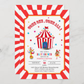 Circus Carnival Watercolor Baby Shower 招待状 (正面/裏面)