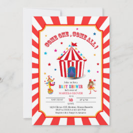 Circus Carnival Watercolor Baby Shower 招待状
