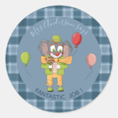 Circus Clown Elephant Student Reward Sticker ラウンドシール (正面)
