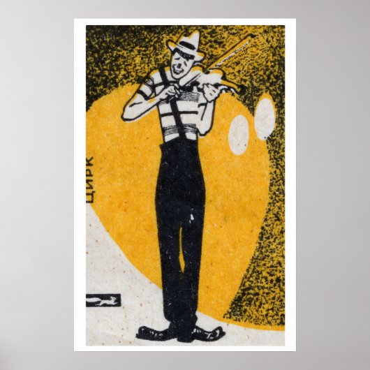 Circus Clown Playing Violin Matchbox Art Print ポスター (正面)