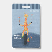 Circus Giraffe Blue Student Hall Pass Badge バッジ (正面)