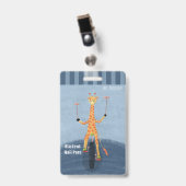 Circus Giraffe Blue Student Hall Pass Badge バッジ (正面 （クリップ付）)