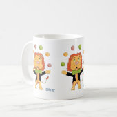 Circus Juggler Lion Kid Mug with Name コーヒーマグカップ (正面左)