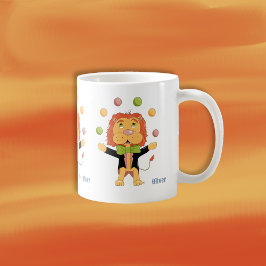 Circus Juggler Lion Kid Mug with Name コーヒーマグカップ