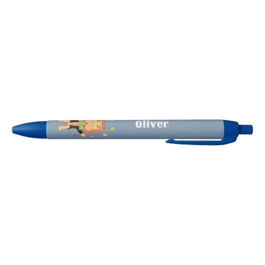 Circus Juggling Lion Blue Kid Personalized Pen 青ボールペン (ボトム)
