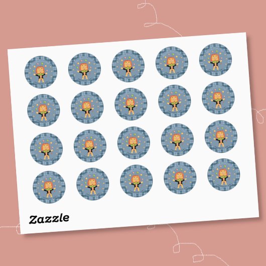 Circus Lion Student Blue Reward Sticker ラウンドシール